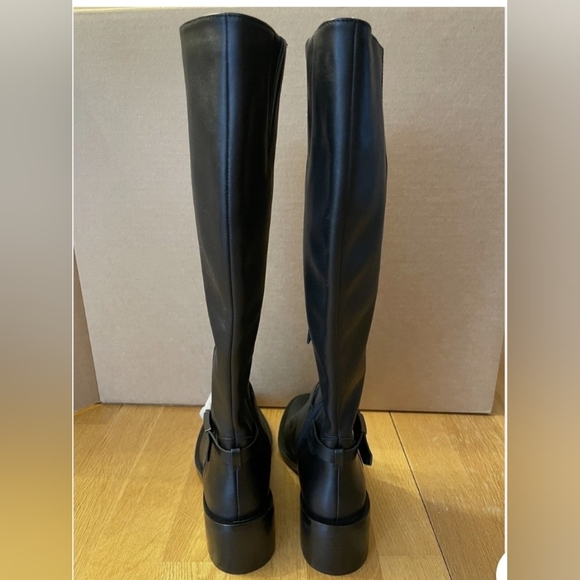 SlZE. 7.5. LINEA POLO. Black Knee-High Leather Boots - Picture 3 of 7